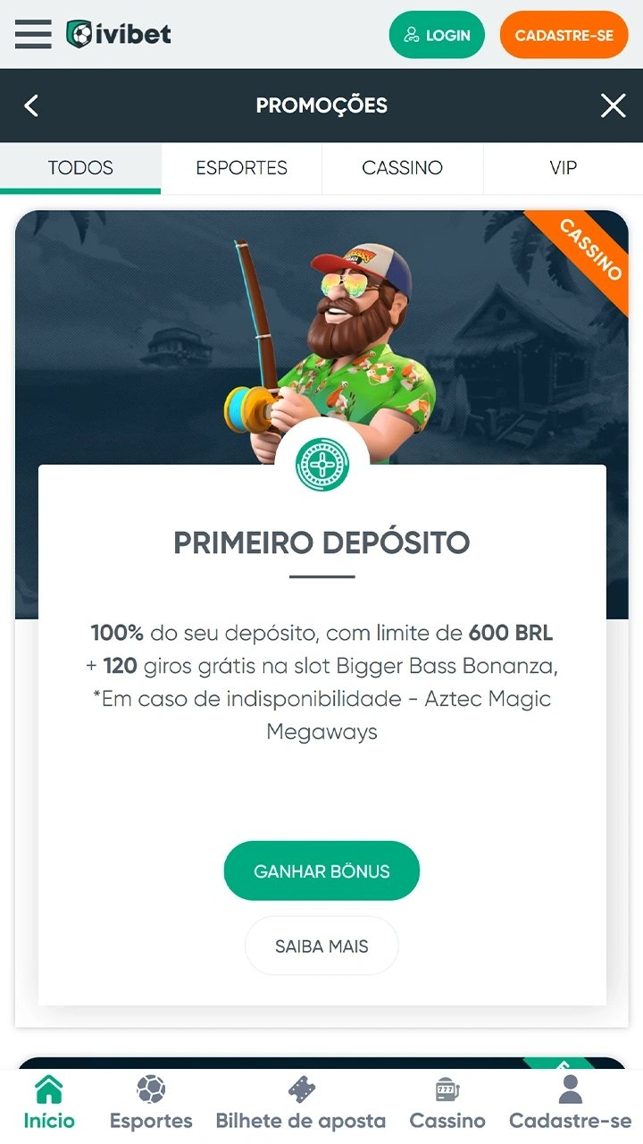 Cadastre e ganhe bônus para jogar